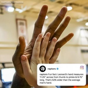 ​伦纳德训练营晒28厘米巨掌！28厘米巨掌在联盟能排第几？