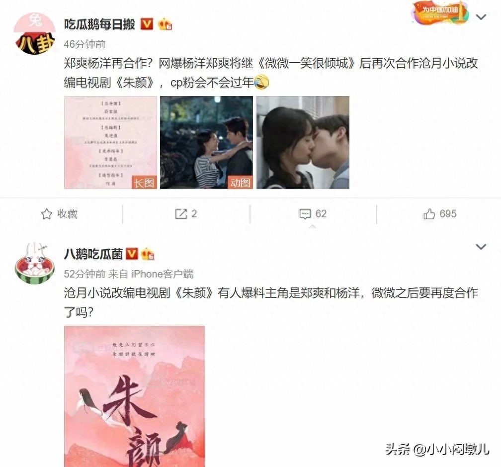 网曝郑爽、杨洋《微微》后再次合作新剧，网友炸了！