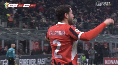 ​首次在意大利杯破门，卡拉布里亚收获米兰生涯第10球