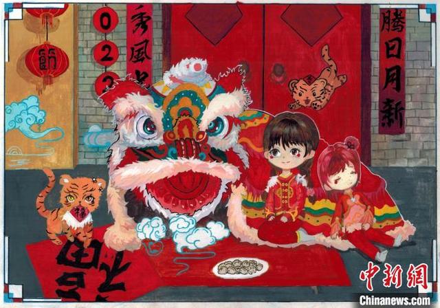 虎年创意春节贺卡制作(2025欢乐春节同心童艺)(2)