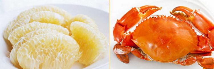 吃螃蟹能吃柚子什么一起吃
