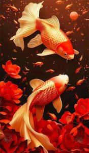 ​锦鲤附体，好运连连，如鱼得水，大吉大利，时来运转，鱼跃龙门！