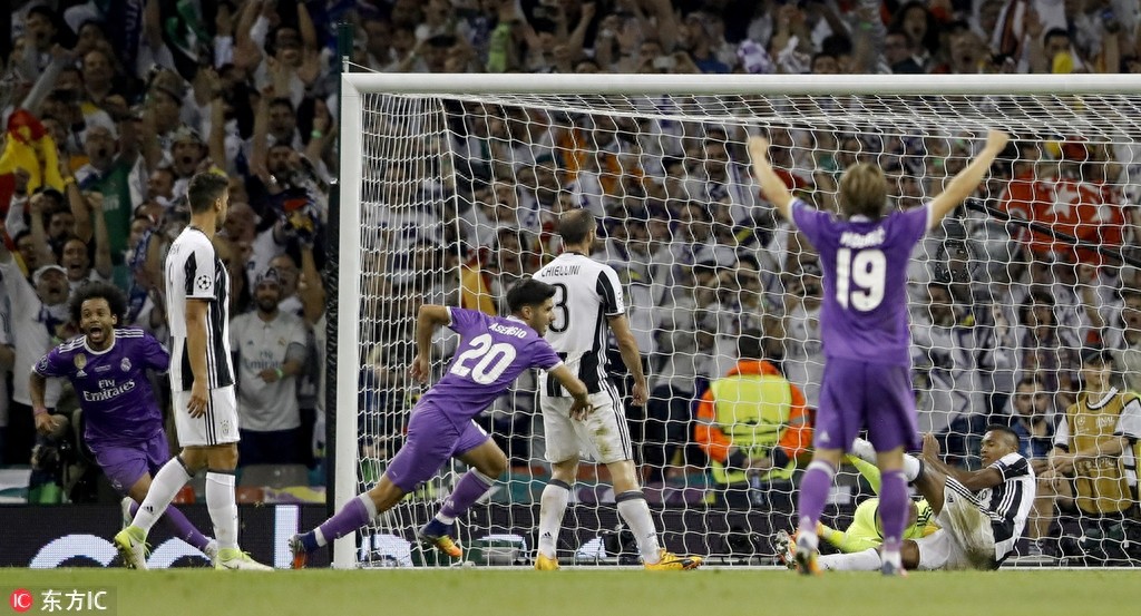 C罗梅开二度助皇马4-1胜尤文夺得欧冠冠军 布冯梦碎千年球场